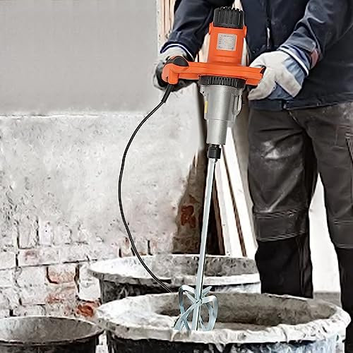 Mermajestic Double-Paddle Electric Mortar Stirrer with 2 Mixing Rods, Locking Button, 1800W Double-Handle Electric Cement Mixer, Adjustable 2 Speed,for Mixing Mud, Cement, Mortar, Paint, Fodder