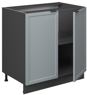 Vicco Sink base cabinet Fame-Line, Light blue-grey, 80 cm with shelf, WT Oak