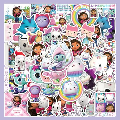 Doll House Aufkleber, 100 Stück Gaby sticker, Cute Cartoon Stickers, Aesthetic Sticker, Vinyl Wasserdicht Anime Stickers für Laptop Scrapbook Skateboard Gepäck, für Kinder Jugendliche Erwachsene