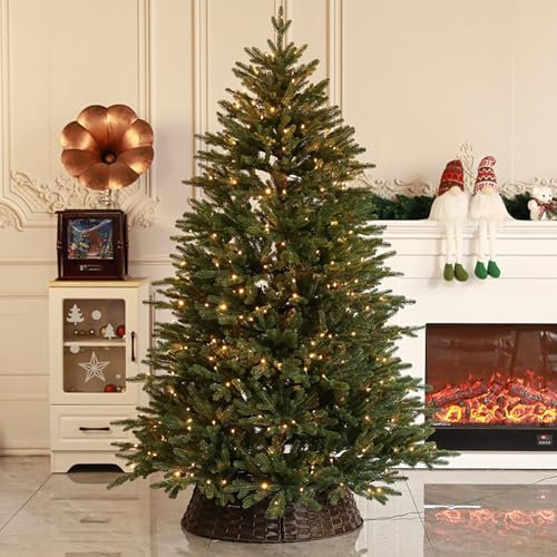 WINONDE NEIMENG 8 Fuß hochwertiger künstlicher Feiertags-Weihnachtsbaum aus Fichte für Zuhause, Büro, Partydekoration mit 1620 Astspitzen, einfacher Montage, Metallscharnieren und faltbarem Sockel, 6