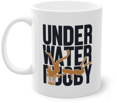 Underwater Rugby Silhouette Sporttaucher Wassersportler Kaffeetasse | UWR Wassersport Unterwasserrugby Tasse Weiß (01145B)