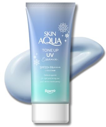 Skin Aqua Tone Up UV Blue Tone Essence SPF 50+ PA++++ | Color-Correcting Sunscreen with Hydration & High UV Protection