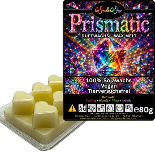 WonderWax® Duftriegel 6 x Duftwachs Herzen Weiß Prismatic | Farbe: Weiß | Raumduft für Duftlampen, Wax Melt, Sojawachs, Indoor Duftöl Wachs schmelzen für Aromalampe