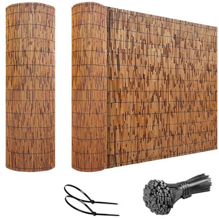 Canisse Bambou Panneaux De Clôture En Roseaux Brise Vue Jardin Balcon 0.3-1.8m De Haut, 0.8-15m De Long, Protection UV, Pour L'extérieur, Piscine, Porche, Plafond, Résistant Aux Intempéries(Brown)
