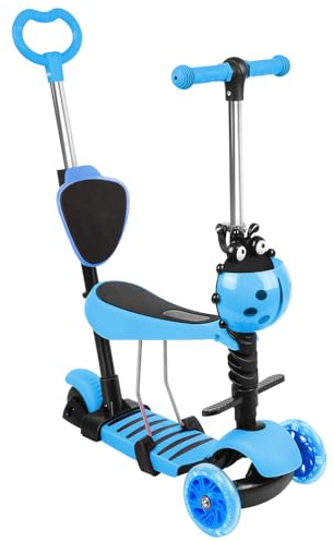 OHMG Dreirad-Roller für Kinder ab 3 Jahren, Balance-Roller, rutschfest, verstellbarer Tretroller für Mädchen/Jungen, Belastung 30 kg, LED Räder, höhenverstellbar