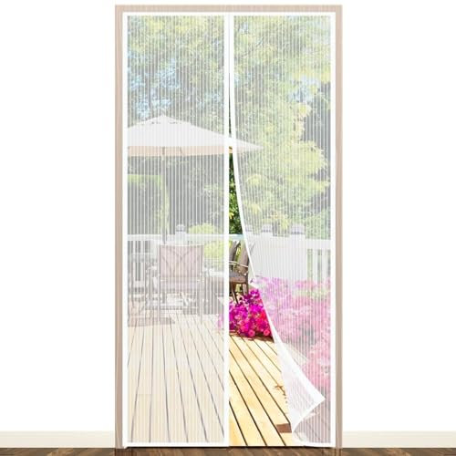 Zendea - Zanzariera Magnetica 240x140 cm per Porta e Finestra, Bianca - Chiusura Automatica, Tessuto Resistente, Facile da Installare per Ambienti Domestici o Balconi
