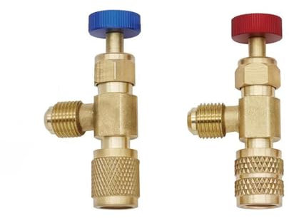 SIGANDG Lot de 2 Réfrigérant Valve de Sécurité R32 R22,Vanne de Débit de Climatisation,pour Adaptateurs Raccords R22/ R32