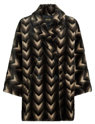 King Louie Damen Mantel mit kuscheligem Kunstfell Shiya Kimono Coat Deco Fur