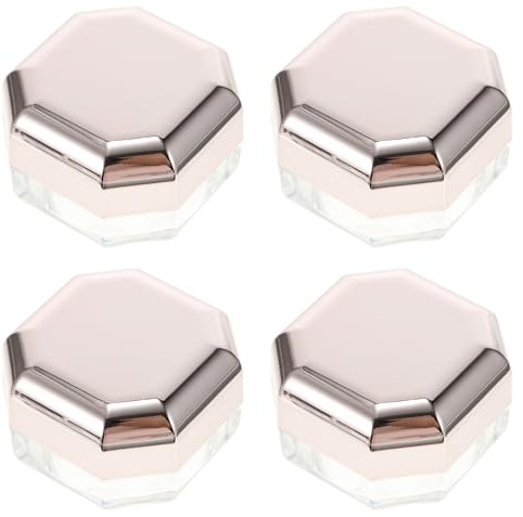 Alipis 4pcs Octagonal Portable Makeup Powder Containers Rose Gold Travel Loose Powder Box Storage Case with Tight Lid for Cosmetics and Art Supplies