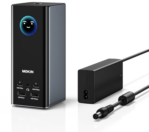LCD Docking Station 3 Monitore, MOKiN 18 in 1 USB C Triple Display | Dockingstation mit 3x HDMI, 2x DP, 150W Max, Smart Display, Triple 4K 60Hz, 10Gbps USB Ports, Ethernet, für Laptop