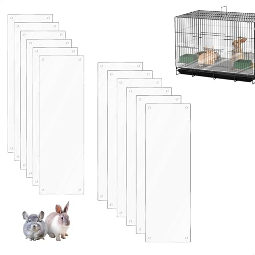 Protezioni per Urine per Gabbie,12 Pezzi Trasparenti Protezione per Gabbie per Gabbie 35.6x11.5cm Rivestimento Laterale per Porcellini con 100 Fascette per Conigli Porcellini d'India Criceti e Recinti