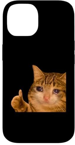 Funny Crying Tabby Cat Meme Thumbs-up Weird Cat Face Meme Hülle für iPhone 14