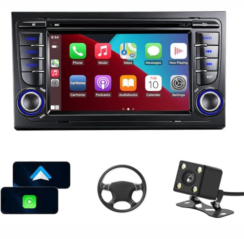 Autoradio per Audi A4 S4 RS4 2003-2012 con Schermo Touchscreen da 7 Pantalla e Supporto Apple CarPlay e Android Auto Wireless, dotato di Sistema Bluetooth e Radio RDS FM