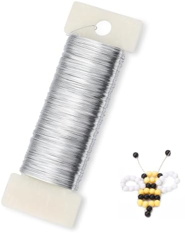 50m Silver Jewellery Wire 27 Gauge, 0.35mm Thin Metal Wire for Crafts | Bendable Metal Wire for DIY Jewelry, Crochet, Flower Arranging, Sculpting, Wrapping, and Everyday Craft Projects