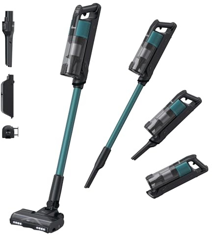 Hoover HF3 CORE kabelloser Akku-Staubsauger | 60 Min Laufzeit | 300 W | Handstaubsauger für Fußleistenreinigung, 3 Modi, Bürste gegen Haarverwicklung, LED-Licht, Düse für alle Böden, Parkfunktion