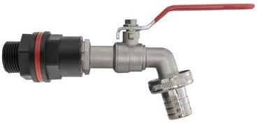 Water Butt Tap Kit - 1/2 BSP Male to Female Connector - Nickel Plated Zinc Lever Tap 1/2 BSP Inlet with Hose Barb Outlet - Washer Back Nut Seal - Rain Barrel Tank Outlet for Rainwater Harvesting