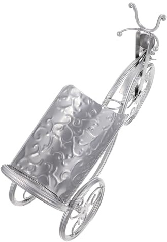BATHVEVE Wine Rack Stand Bottle Storage Holder Creative Bike Shaped for and Metal Red Wine Display Silver Finish Suitable for Western Restaurants Families