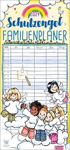 times&more Schutzengel Familienplaner 2024. Kalender mit 5 Spalten - praktischer Familienplaner für die Wand mit süßen Schutzengeln als Blickfang. Familienkalender 2024.