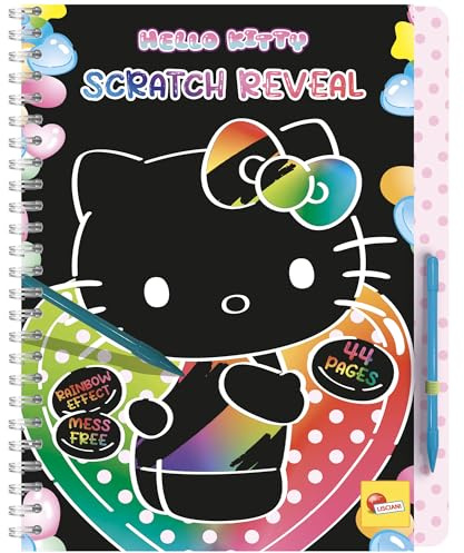 Lisciani - Hello Kitty – Kratzbuch Scratch Reveal Für Kinder Ab 5 Jahren – 44 Seiten Mit Kratzstift – Regenbogen-Effekt In Bunt – Förderung Der Feinmotorik – Kreative Geschenkidee Für Kinder