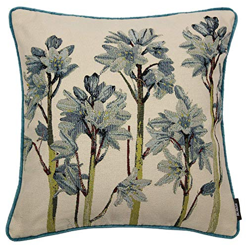 McAlister Textiles Tapestry | Bestickter Kissenbezug Blaue Glockenblumen | 40 x 40cm | gewobenes Blumen-Motiv | Deko Kissenhülle für Sofa, Couch, Garten