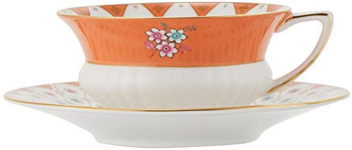 Wedgwood Wonderlust - Tazza da tè e piattino, motivo: peonia
