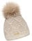 Mikos* Damen Warme Strickmütze mit Bommel | Innenfleece Bommelmütze | Fellbommel Mütze für Winter | Ski Mütze (682) (Beige)