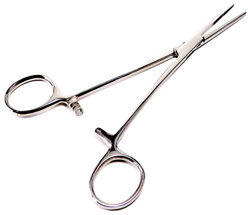 INKgrafiX® Klemmzange zum Piercing Halten - Piercing Zange - Stahl - für Kugel und Stab - IG52001 - Spitze gerade