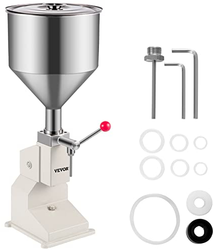 VEVOR Manual Liquid Filling Machine A03 Paste Bottle Filler 5-50ml Stainless Steel Bottle Filling Machine for Liquid Water silver