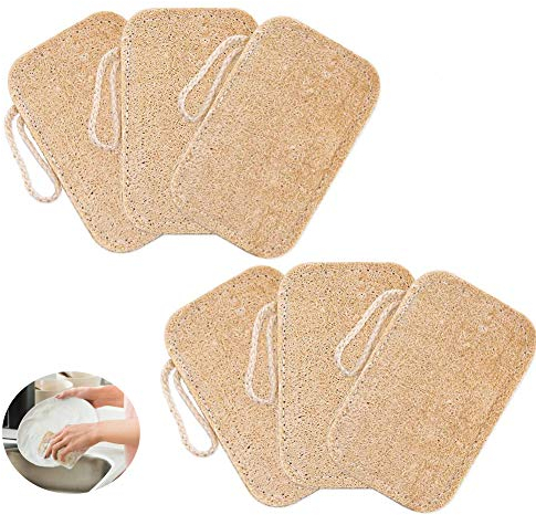 YUIP 6 Piezas de Lavaplatos Natural del Lavaplatos de la Esponja de Loofah del Lavaplatos para la Cocina Limpia el Plato