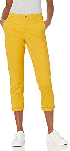 Amazon Essentials Pantalon Chino Habillé, Taille Mi-Haute, Coupe Ajustée et Extensible, Jambes Fuselées (Disponible en Grandes Tailles) Femme, Jaune Foncé, 48