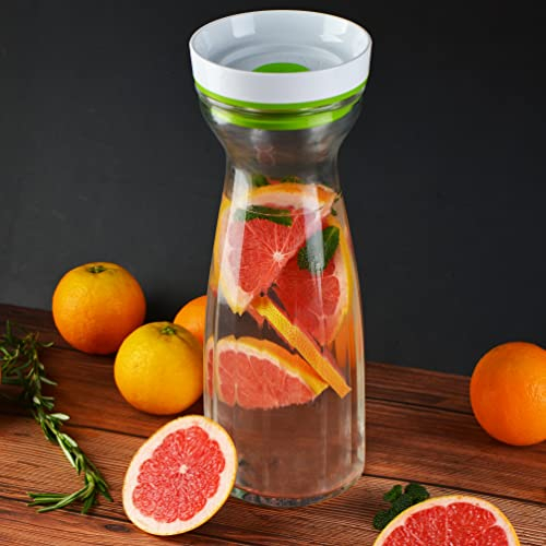 FOSA Vacuum Sealed Glass Jug with Lid 1.2L (40oz) | Vacuum Container | Vacuum Seal Container | Glass Vacuum Container | Vacuum Milk Container | Vacuum Pitcher (Vacuum Pump Not Included)