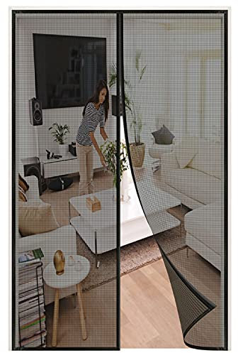 Zanzariera Magnetica Per Portes,115x270cm (45.27x106.29in) Magnetiche Chiusura Automatica Anti Zanzare Mosche Insetti Tenda per Porte ，Facile da installare senza perforazione-Nera