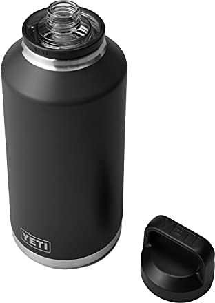 YETI Rambler 1,8 l Flasche, vakuumisoliert, auslaufsicher, Edelstahl mit Trinkverschluss, Schwarz