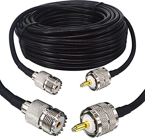 Boobrie Verbessert 15M UHF Kabel SuperFlex RG58 Pro Koaxialkabel Adapter PL259 SO239 Koaxialkabel UHF Stecker auf UHF Buchse CB Verlängerungskabel Verlustarmes Kabel für CB Amateurfunk/Antenne