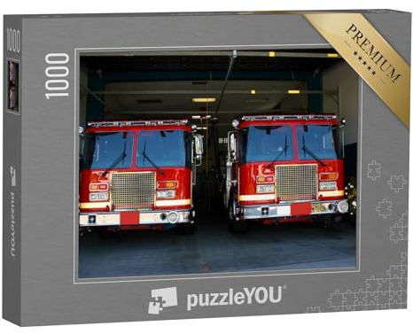 puzzleYOU: Puzzle 1000 Teile „Feuerwehrautos in Einer Feuerwache“ – aus der Puzzle-Kollektion Feuerwehr