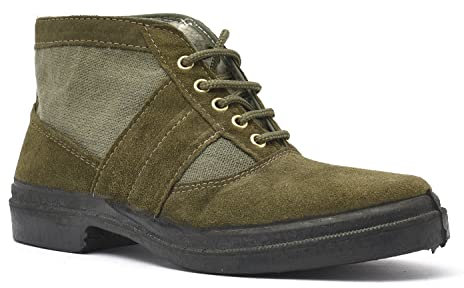 Pecellin Peinado Bota Caza - Zapato para Hombre - Botín Serraje - Calzado Deportivo con Cordones (Kaki, numeric_45)