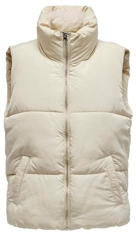 JDY Women's JDYNEWERICA Short Waistcoat OTW NOOS Weste, Moonbeam/Detail:Silver Zipper, M