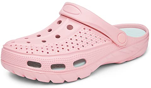 INMINPIN Clogs Herren Pantoletten Sommer Hausschuhe Damen rutschfest Atmungsaktiv Strand Sandalen Gartenschuhe, Rosa, 38/39 EU(260)