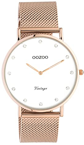 Oozoo Vintage Damen Uhr - Armbanduhr Damen mit 20mm Mesh Armband - Analog Damenuhr in rund C20238