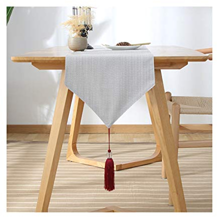 EHOMERY Tischwäsche Kariert, Tischband Grau Einfache Streifen Tischläufer Cotton 33x220CM
