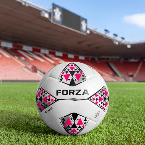 FORZA Club Ballon de Football [3 Tailles] | Ballons de Haute Qualité pour Les Entraînements ou Les Matchs | Pack de 1, 3 ou 30 (Blanc/Rose - Taille 3, Pack de 1)
