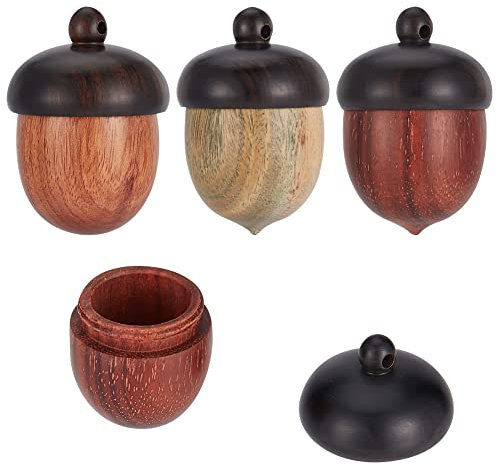 nbeads 3 Stück Holz Eichel Nuss Anhänger, 3 Farben Mini Eichel Halsketten Anhänger Holz Tannenzapfen Charm Abnehmbare Eichel Form Ornamente Für Diffusor Aufbewahrung Auto Anhänger Dekorationen