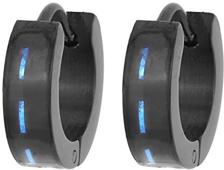 Traveller Creolen - Herren - Edelstahl - schwarz - Karbon blau - 181178