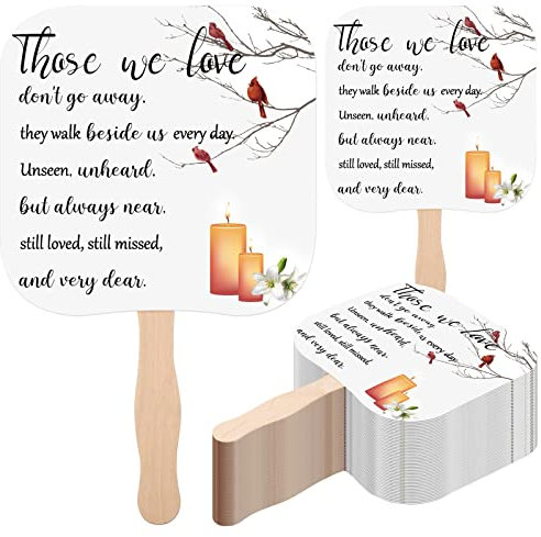 Sherr 50 Bulk Funeral Fans Sympathy Gifts Fans Hand Held Memorial Bereavement Gifts Funeral Favors Loss of Loved One Remember Paper Fans Handheld Parlor Fans for Loss of Mom Dad Loved One