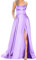 YMING Elegante Vestido De Las Mujeres De Satén Lado Dividir Vestido De Prom Una Línea De Noche Vestido De Novia con Bolsillo Lila S