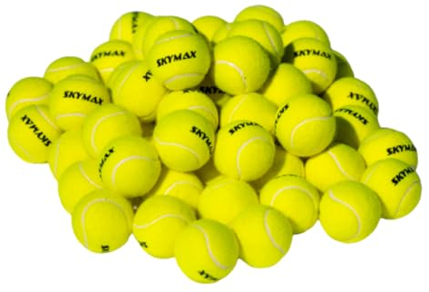 SKYMAX Druckloser Tennisball, 60 Bälle, Großpackung, für alle Arten von Plätzen, Hardcourt, Ton oder Grasplätze. Großpackung ist perfekt für Tennisballmaschinen.