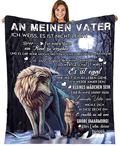 Geschenke für Papa von Tochter Sohn, Personalisierte Geschenke Decke An Meinen Papa, Geburtstag Weihnachten Geschenk für Papa, Kuscheldecke Flauschige Bester Papa Geschenke