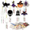 WEDNOK 9 Kits Carillon d'halloween Bricolage Artisanat Bois Peindre Décoration Suspendue DIY Activité Manuelle Sorcière Spectre Cucurbitacée Crâne Chauve Souris Araignées Cadeau Halloween Jouet Party