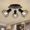 Mchoter Spot Light Fittings for Ceilings 3 Way Adjustable Metal Wire Cage Rotatable Spotlights E14 Base Black Ceiling Lights for Indoor Kitchen Living Room Bedroom (No Bulbs)