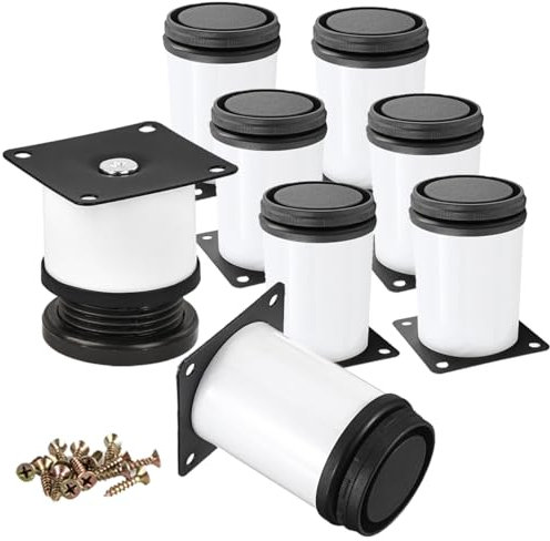 Btowin VCF Lot de 8 pieds de meubles ronds et réglables en acier inoxydable de 5 cm pour table, armoire, cuisine, meuble TV